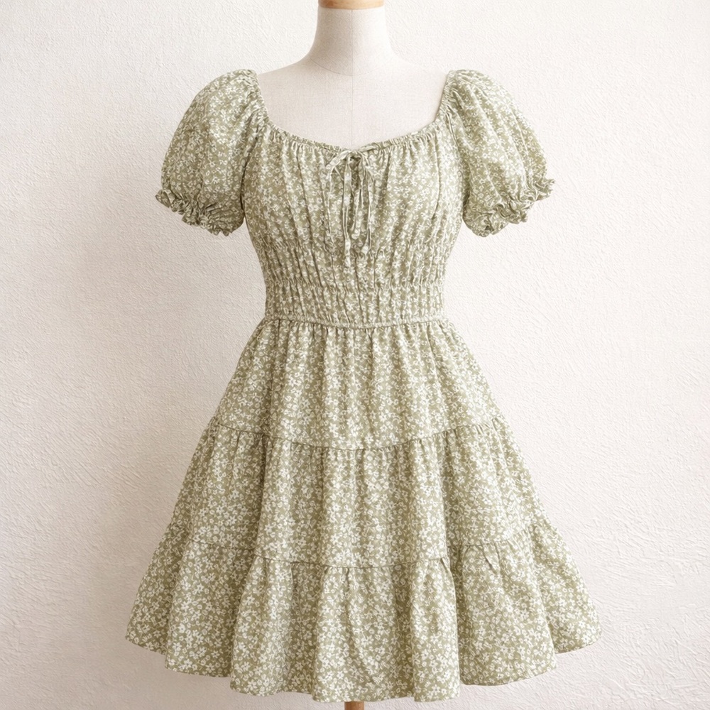 Francesca's Collections Olive Floral Mini Dress